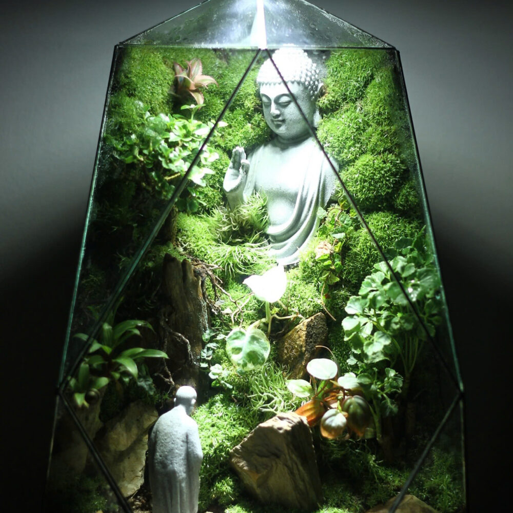 Thiền Sư Bái Phật 22x22x36cm