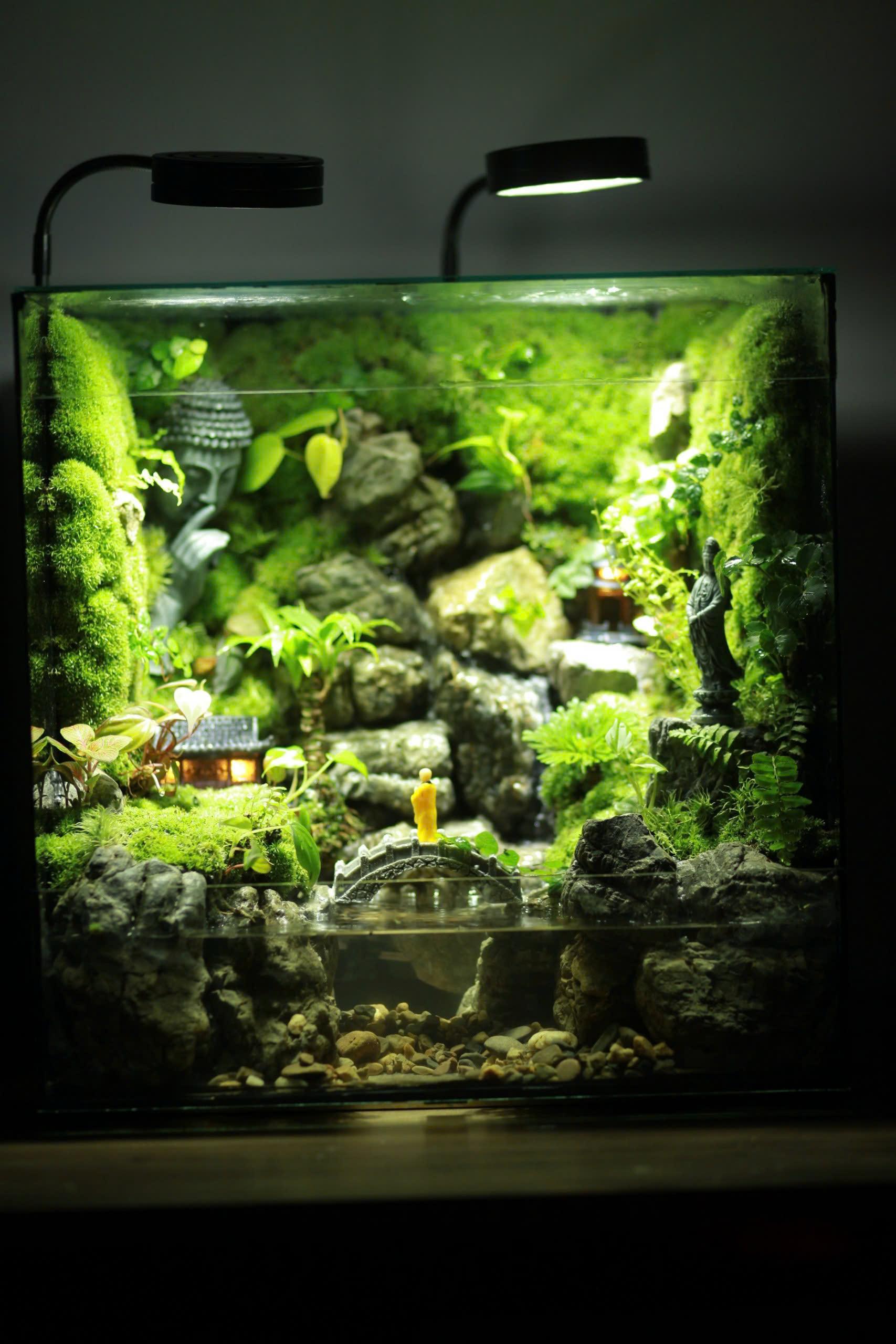 Tiểu Cảnh Bái Phật Có Thác 40x30x40cm