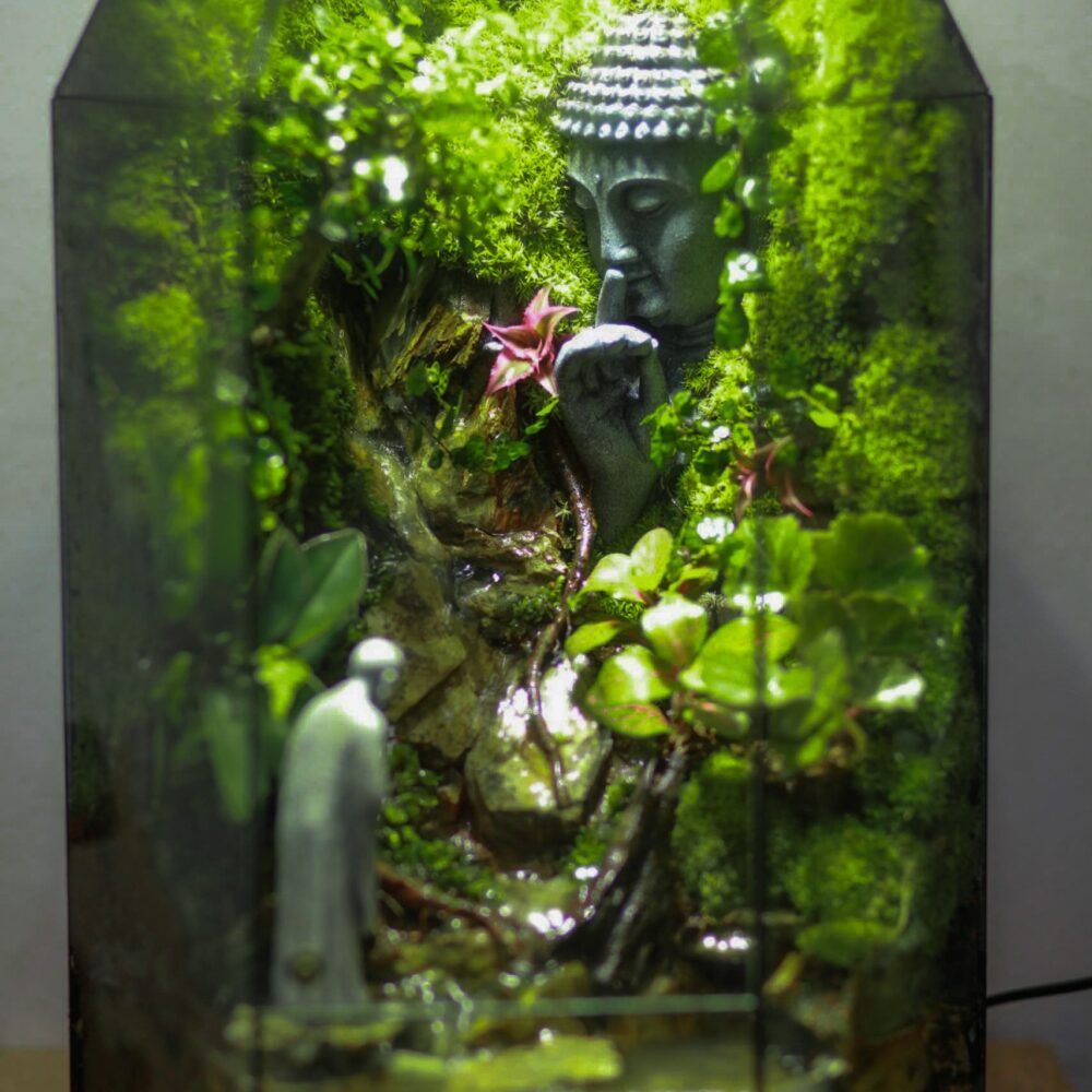 Thiền Sư Bái Phật 24x24x38cm Có Thác